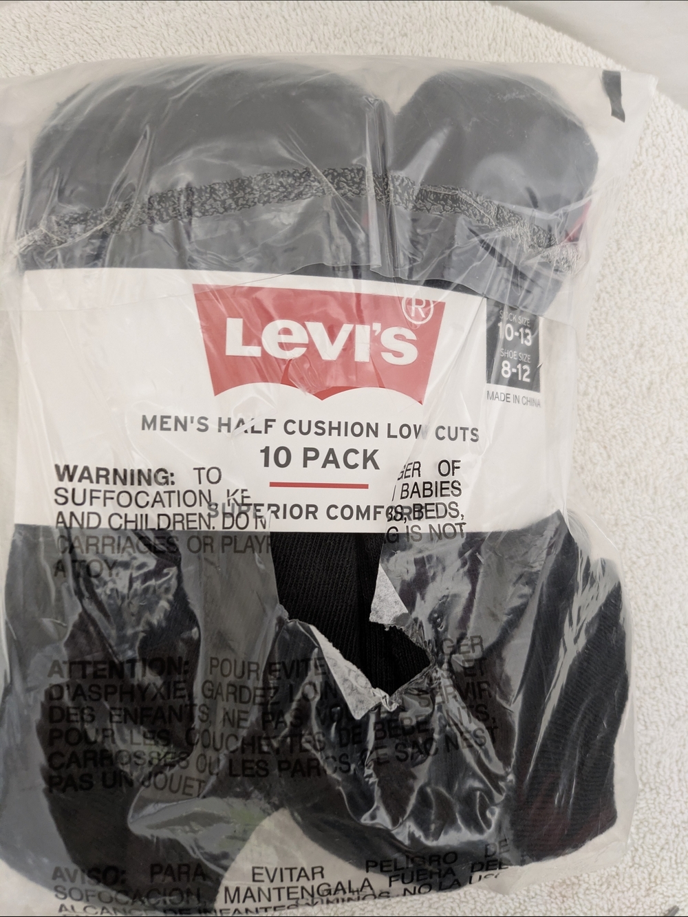 Levi's Men's 10-Pack Half Cushion Low Cut Socks - Black
